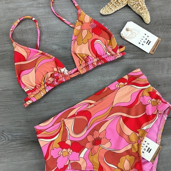 ☀️BILLABONG☀️ PRETTY GROOWY DOUBLE PRETTY GROOVY HI BIKINI SET - Picture 6 of 16